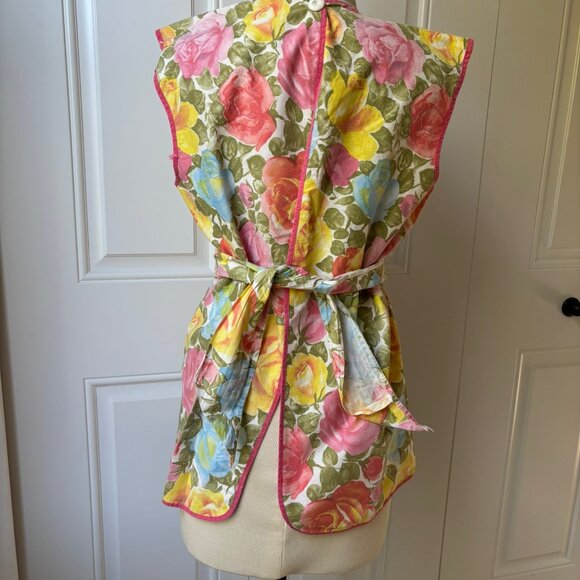 Vintage 70s handmade floral cobblers smock full apron - Picture 12 of 13